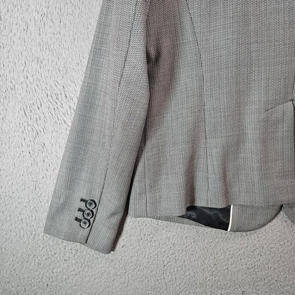 Talbots Wool Blend Blazer Suit Jacket Women 10 Petite 2-Button Gray Black Office